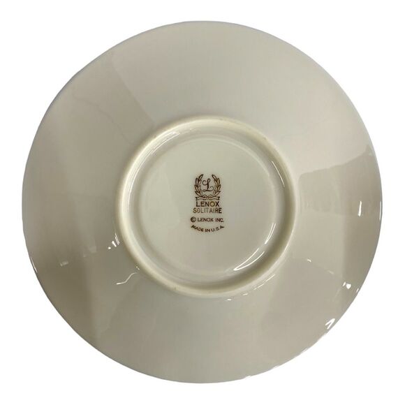 Set of Two Lenox Solitaire Teacup and Saucer in Ivory with Platinum Silver Rim - Picture 6 of 11